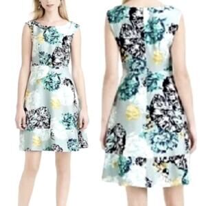 J. Crew Floral Print Dress - Black, Blue, Yellow